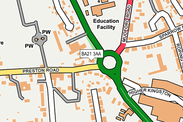 BA21 3AA map - OS OpenMap – Local (Ordnance Survey)