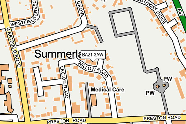 BA21 3AW map - OS OpenMap – Local (Ordnance Survey)