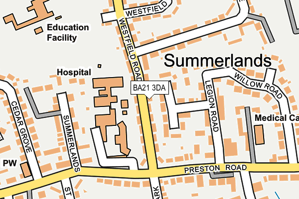 BA21 3DA map - OS OpenMap – Local (Ordnance Survey)