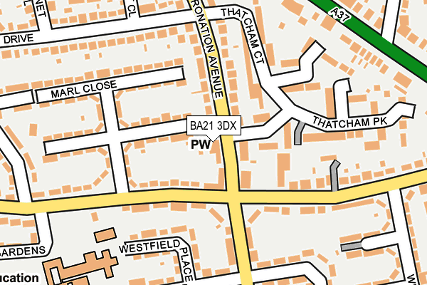 BA21 3DX map - OS OpenMap – Local (Ordnance Survey)