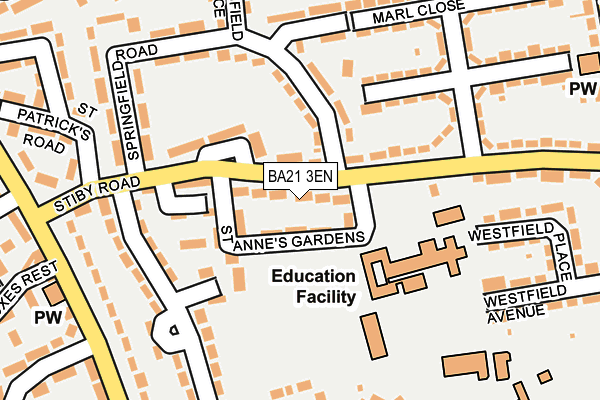 BA21 3EN map - OS OpenMap – Local (Ordnance Survey)