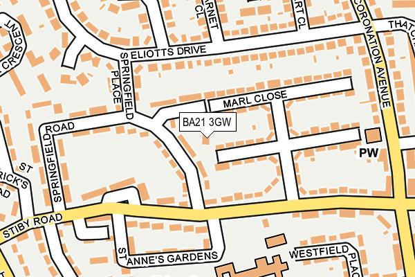 BA21 3GW map - OS OpenMap – Local (Ordnance Survey)