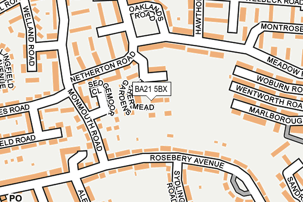 BA21 5BX map - OS OpenMap – Local (Ordnance Survey)