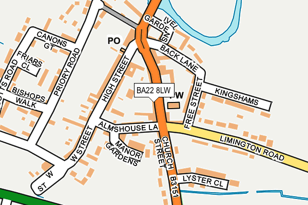 BA22 8LW map - OS OpenMap – Local (Ordnance Survey)