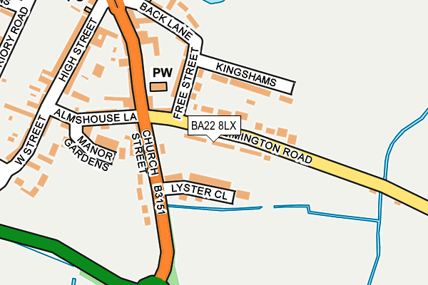 BA22 8LX map - OS OpenMap – Local (Ordnance Survey)