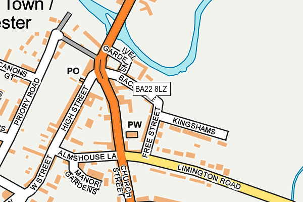 BA22 8LZ map - OS OpenMap – Local (Ordnance Survey)