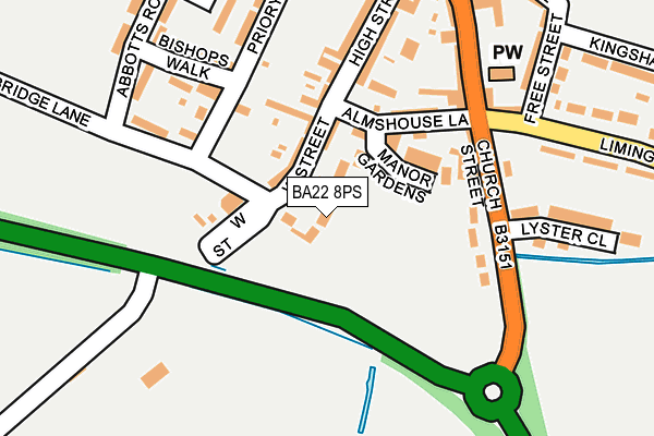 BA22 8PS map - OS OpenMap – Local (Ordnance Survey)