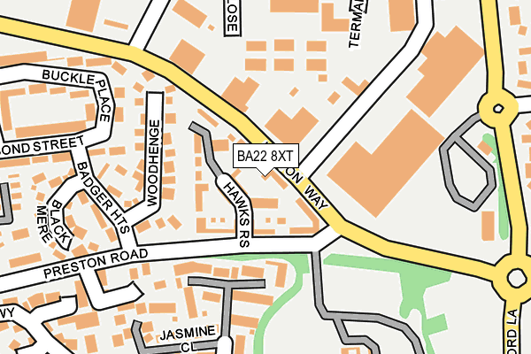 BA22 8XT map - OS OpenMap – Local (Ordnance Survey)