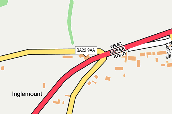 BA22 9AA map - OS OpenMap – Local (Ordnance Survey)