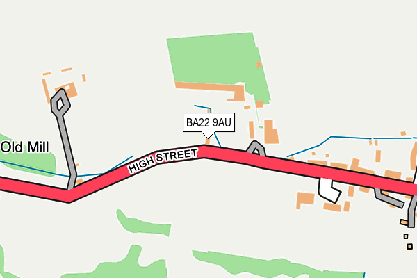 BA22 9AU map - OS OpenMap – Local (Ordnance Survey)
