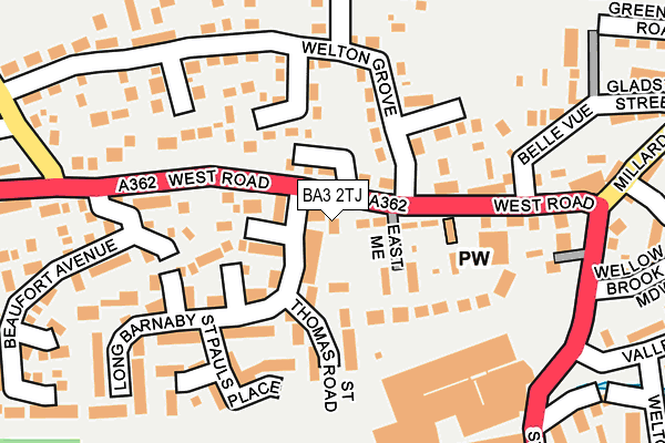 BA3 2TJ map - OS OpenMap – Local (Ordnance Survey)