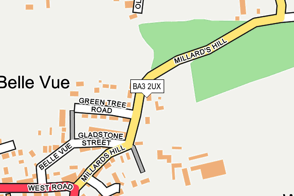 BA3 2UX map - OS OpenMap – Local (Ordnance Survey)