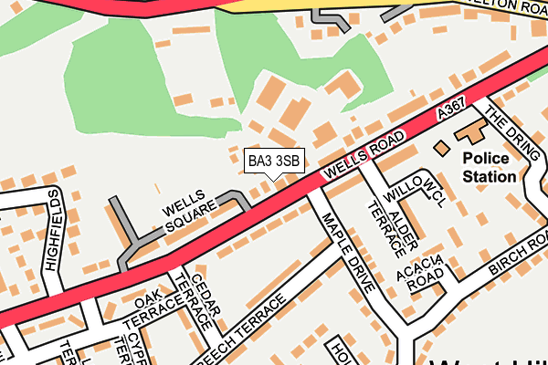 BA3 3SB map - OS OpenMap – Local (Ordnance Survey)