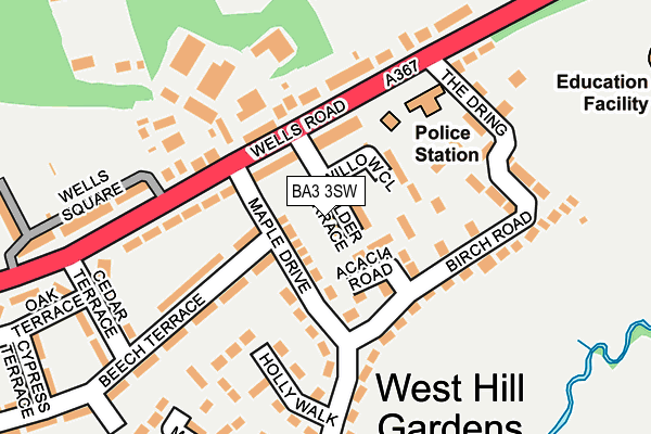 BA3 3SW map - OS OpenMap – Local (Ordnance Survey)