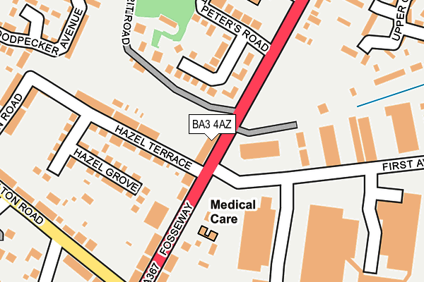 BA3 4AZ map - OS OpenMap – Local (Ordnance Survey)