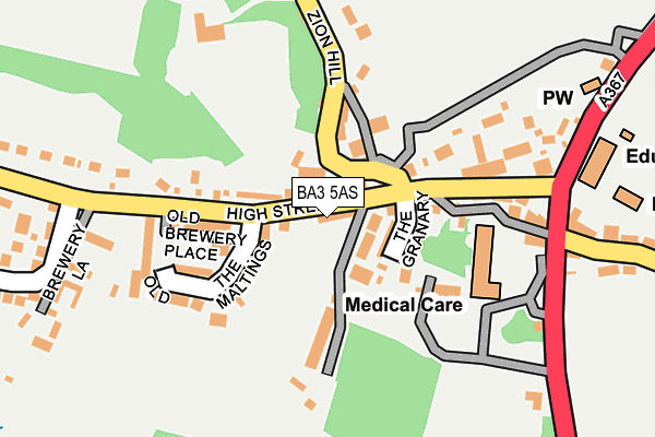 BA3 5AS map - OS OpenMap – Local (Ordnance Survey)