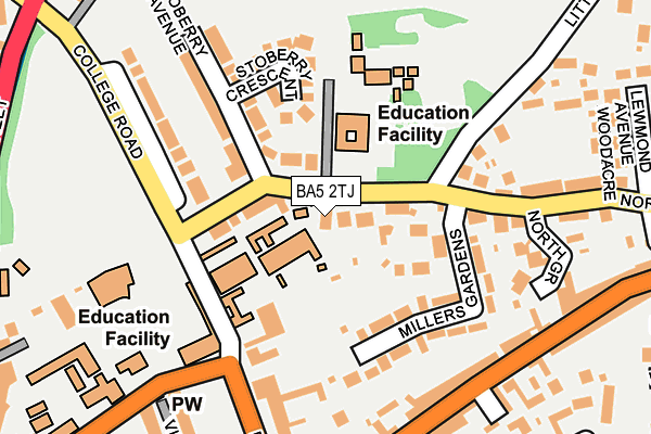 BA5 2TJ map - OS OpenMap – Local (Ordnance Survey)