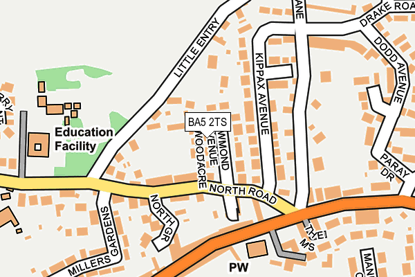 BA5 2TS map - OS OpenMap – Local (Ordnance Survey)