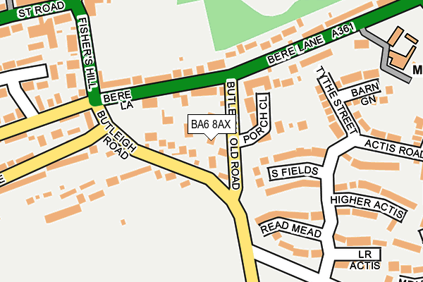 BA6 8AX map - OS OpenMap – Local (Ordnance Survey)