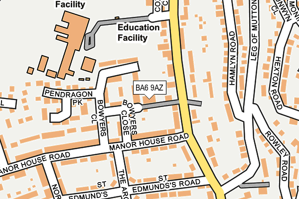 BA6 9AZ map - OS OpenMap – Local (Ordnance Survey)