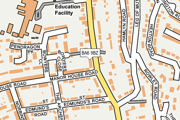 BA6 9BZ map - OS OpenMap – Local (Ordnance Survey)