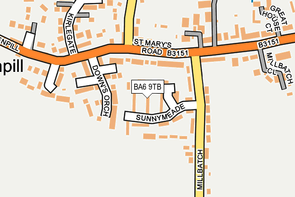BA6 9TB map - OS OpenMap – Local (Ordnance Survey)