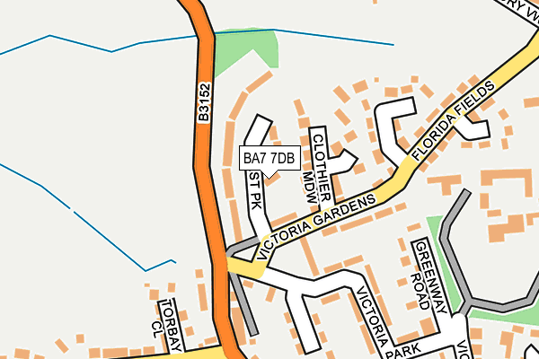 BA7 7DB map - OS OpenMap – Local (Ordnance Survey)