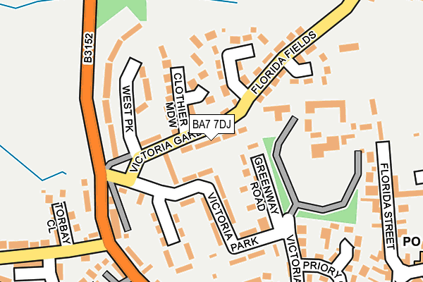 BA7 7DJ map - OS OpenMap – Local (Ordnance Survey)