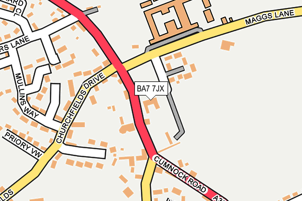BA7 7JX map - OS OpenMap – Local (Ordnance Survey)