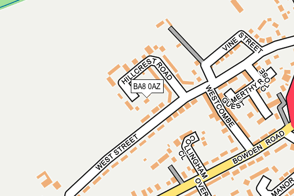 BA8 0AZ map - OS OpenMap – Local (Ordnance Survey)