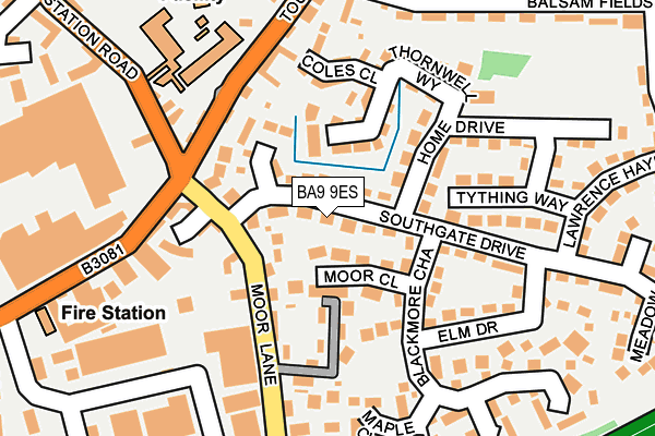 BA9 9ES map - OS OpenMap – Local (Ordnance Survey)