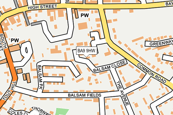 BA9 9HW map - OS OpenMap – Local (Ordnance Survey)