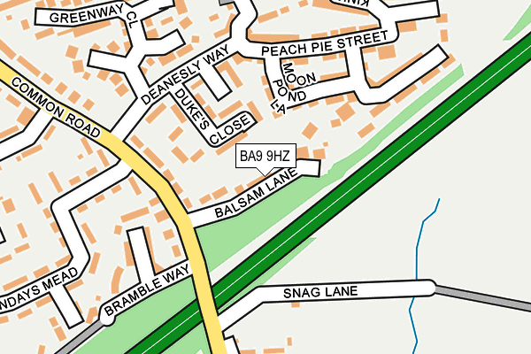 BA9 9HZ map - OS OpenMap – Local (Ordnance Survey)