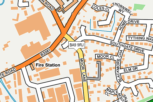 BA9 9RJ map - OS OpenMap – Local (Ordnance Survey)