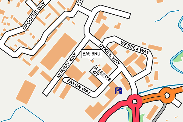 BA9 9RU map - OS OpenMap – Local (Ordnance Survey)