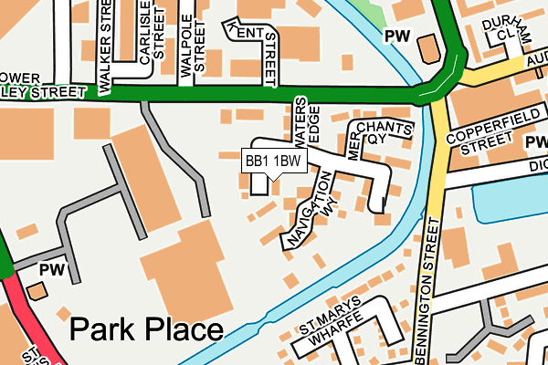 BB1 1BW map - OS OpenMap – Local (Ordnance Survey)