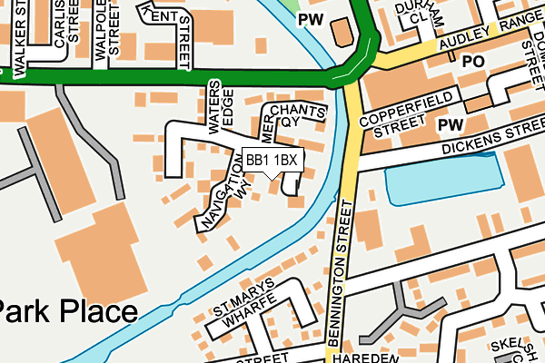 BB1 1BX map - OS OpenMap – Local (Ordnance Survey)