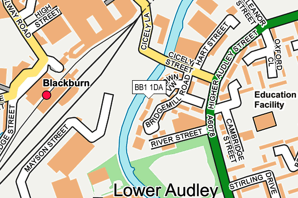 BB1 1DA map - OS OpenMap – Local (Ordnance Survey)