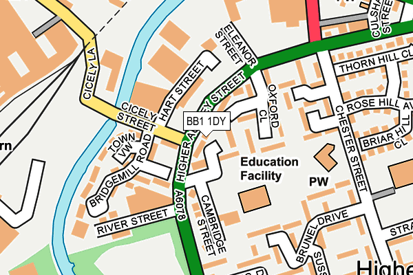 BB1 1DY map - OS OpenMap – Local (Ordnance Survey)
