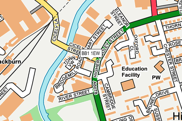 BB1 1EW map - OS OpenMap – Local (Ordnance Survey)