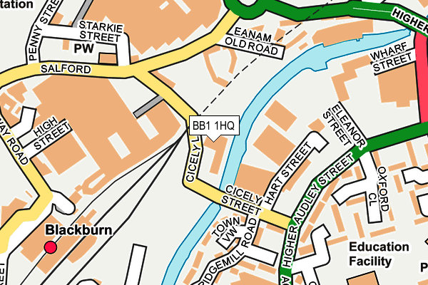 BB1 1HQ map - OS OpenMap – Local (Ordnance Survey)