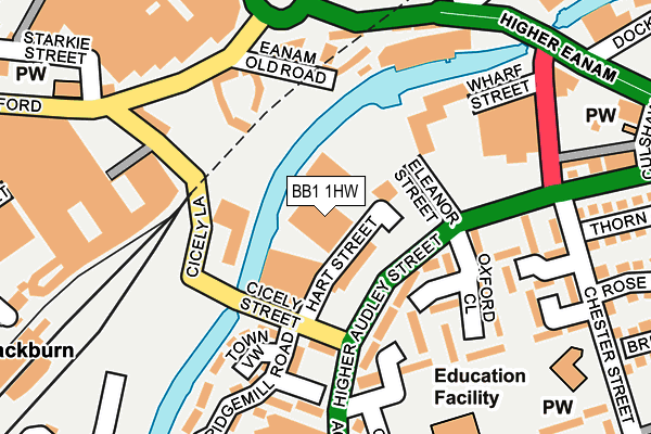 BB1 1HW map - OS OpenMap – Local (Ordnance Survey)