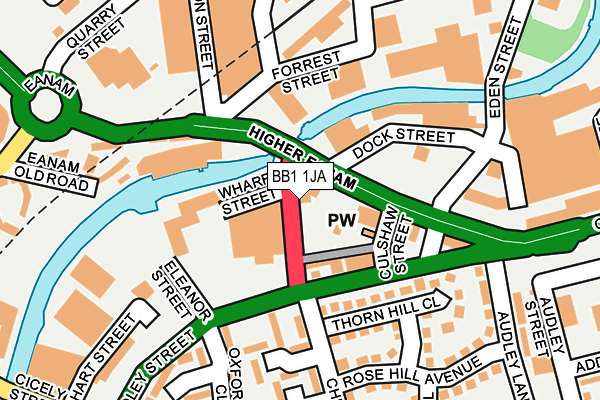 BB1 1JA map - OS OpenMap – Local (Ordnance Survey)