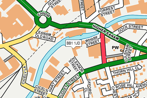 BB1 1JD map - OS OpenMap – Local (Ordnance Survey)