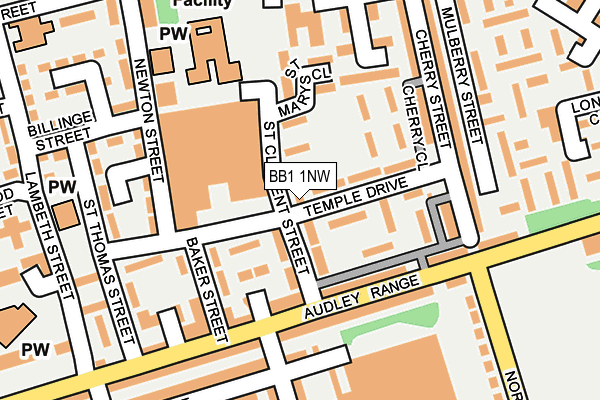 BB1 1NW map - OS OpenMap – Local (Ordnance Survey)