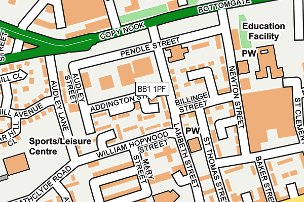 BB1 1PF map - OS OpenMap – Local (Ordnance Survey)