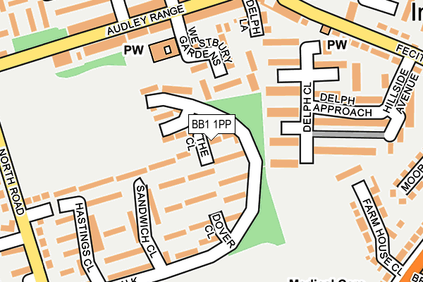 BB1 1PP map - OS OpenMap – Local (Ordnance Survey)