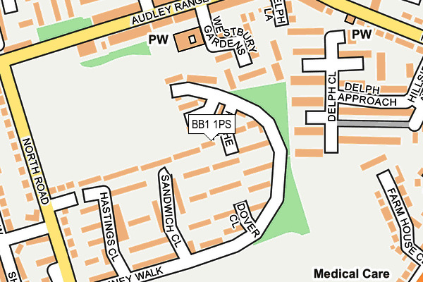 BB1 1PS map - OS OpenMap – Local (Ordnance Survey)