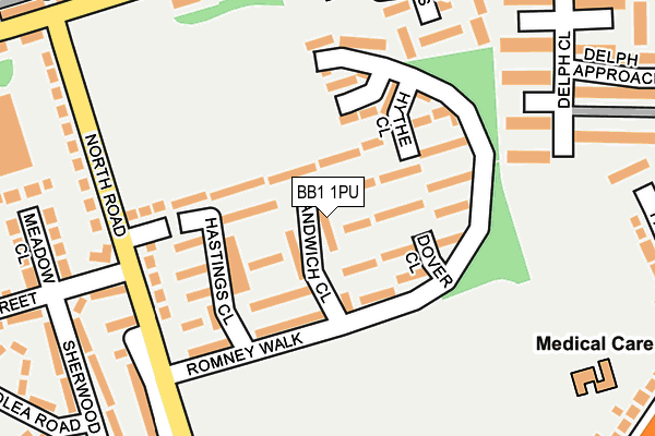 BB1 1PU map - OS OpenMap – Local (Ordnance Survey)