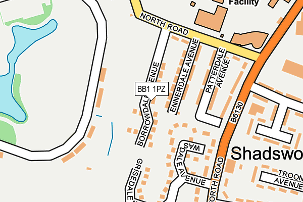 BB1 1PZ map - OS OpenMap – Local (Ordnance Survey)
